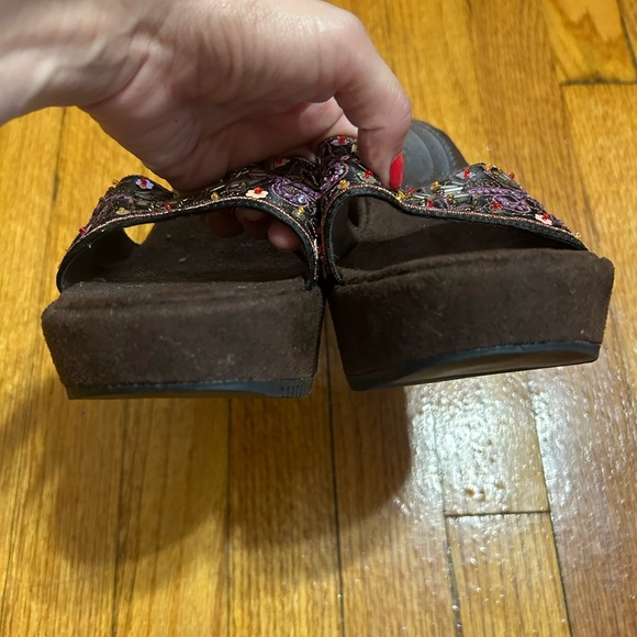 Vintage Y2k "charlotte Russe" Embroidered Embellished Sandals Wedges Size Size 9 - Picture 7 of 13